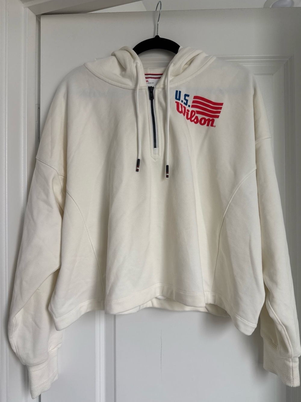Wilson US White Pullover Hoodie White Red Blue Flag Size XS/S